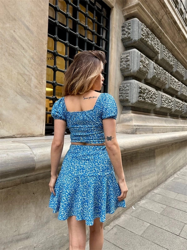 Baskılı etekli takım