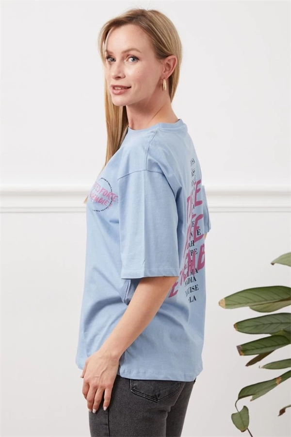 Baskılı tişört mavi