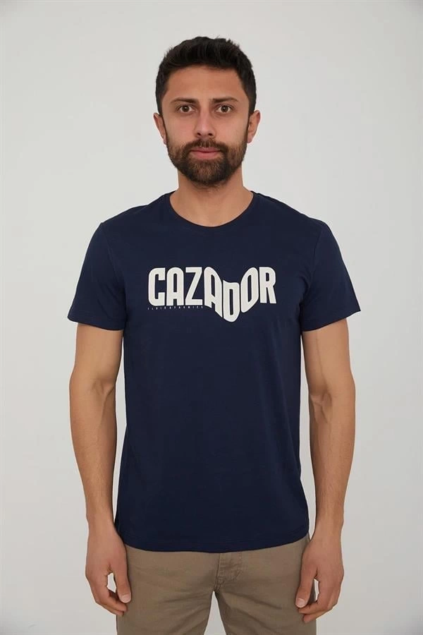 Bisiklet Yaka Baskılı Erkek T-Shirt