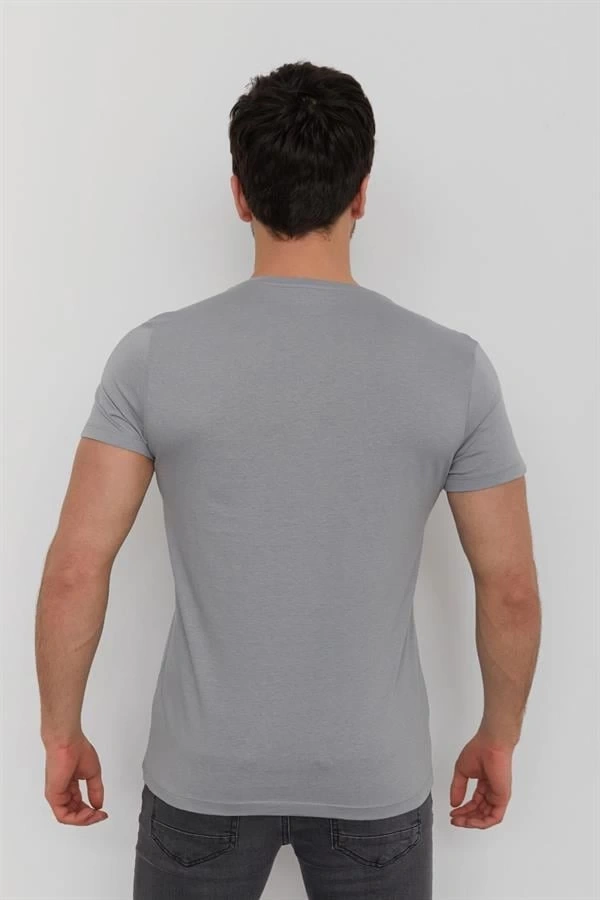 Bisiklet Yaka Baskılı Erkek T-Shirt