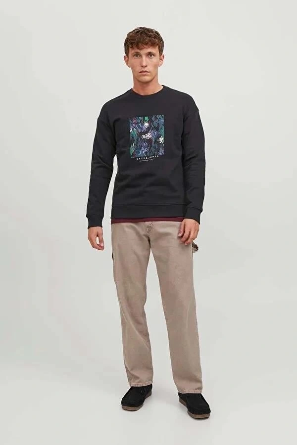 Bisiklet Yaka Baskılı Sweatshirt