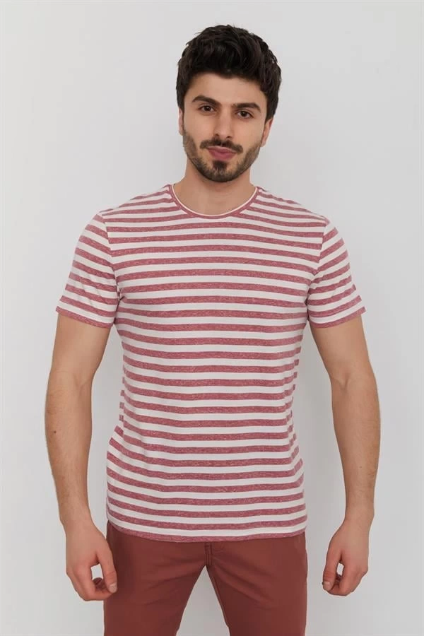 Bisiklet Yaka Baskılı Erkek T-Shirt