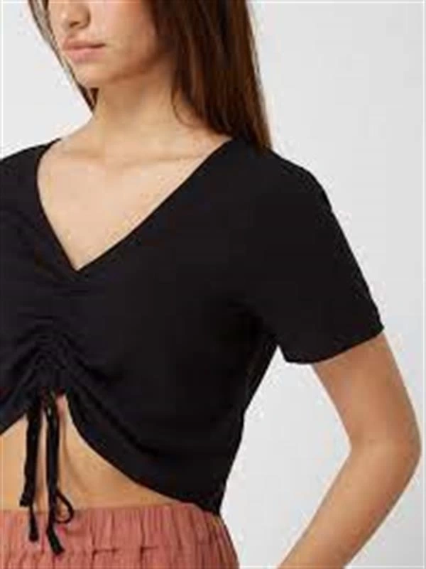 Büzgülü Crop T-Shirt