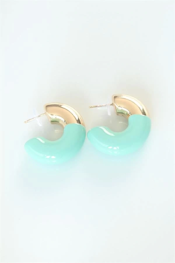 CCB Turkuaz Gold Çift Renk Küpe