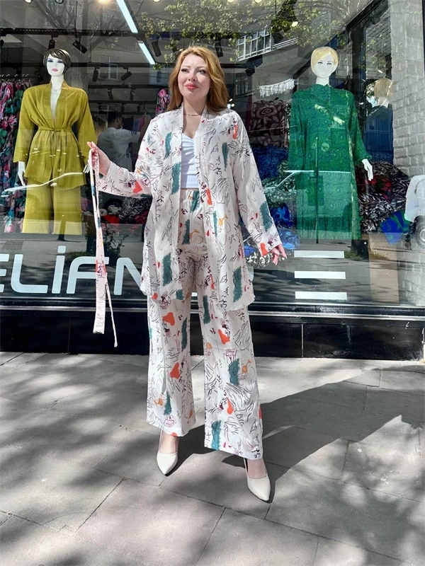 Ceketli baskılı takım