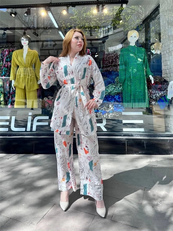 Ceketli baskılı takım