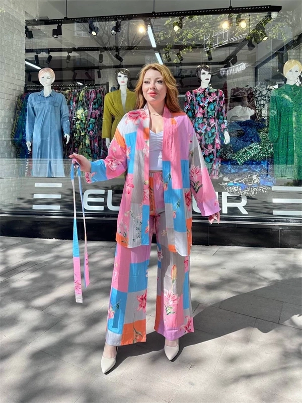 Ceketli baskılı takım