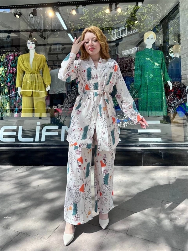 Ceketli baskılı takım