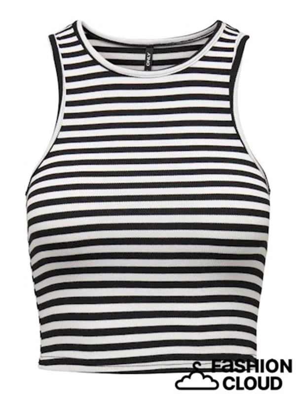 Çizgi Desen Askılı Kadın Crop Atlet