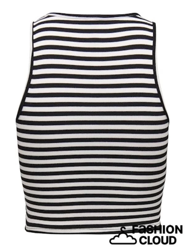 Çizgi Desen Askılı Kadın Crop Atlet