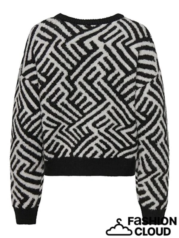 Çizgi Desenli Kadın Kazak