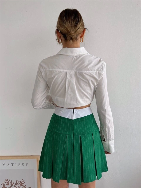 Çizgili Pileli etek s24-1013