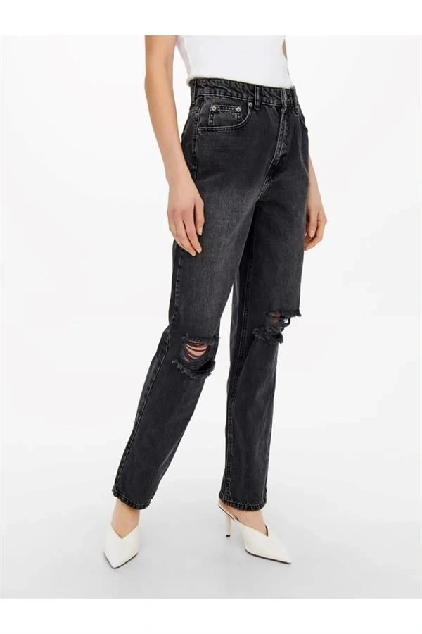 Diz Yırtmaçlı Straight Fit Jean