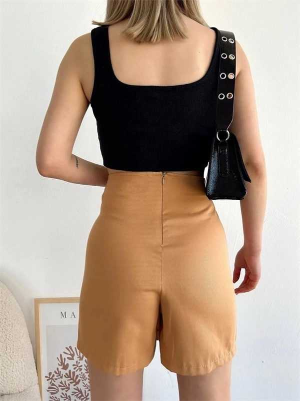 Dört çıtçıtlı Gabardin şort etek s249001