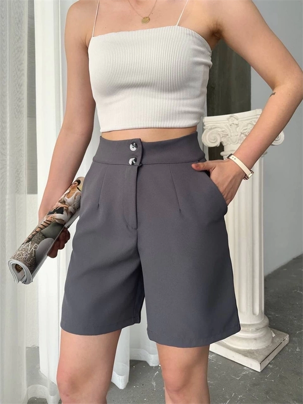 Double çift düğmeli şort