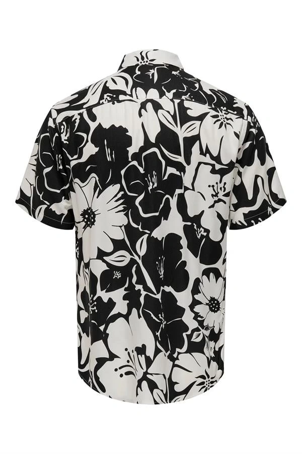 Erkek Çiçek Desenli Kısa Kollu Erkek Gömlek
