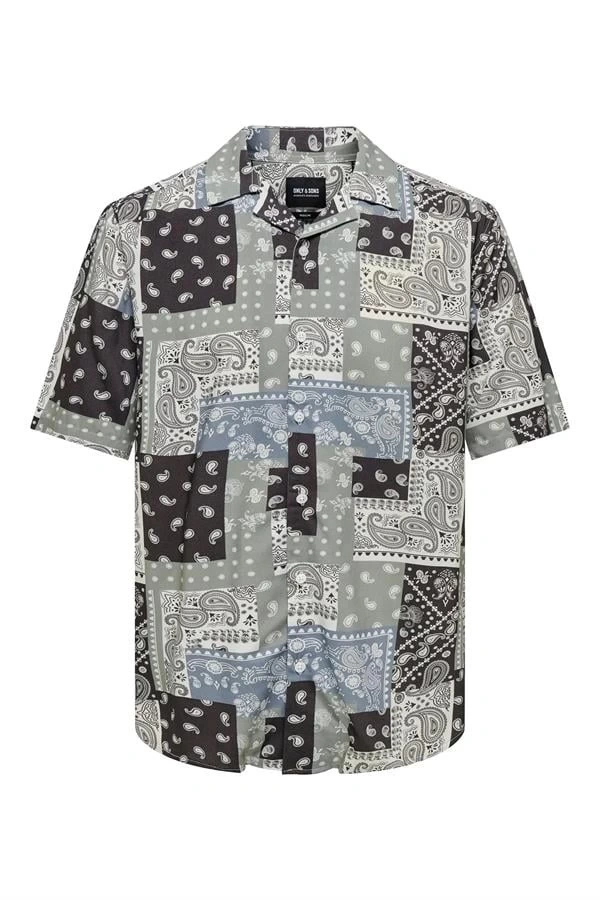 Erkek Kısa Kollu Desenli Erkek Gömlek