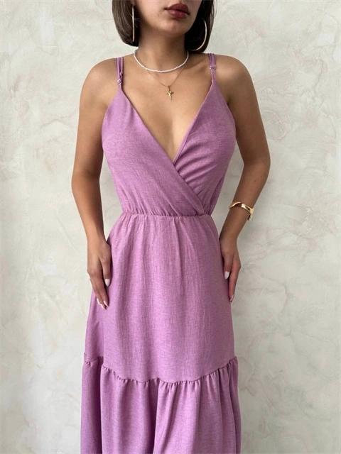 Fırfırlı katlı elbise s255049