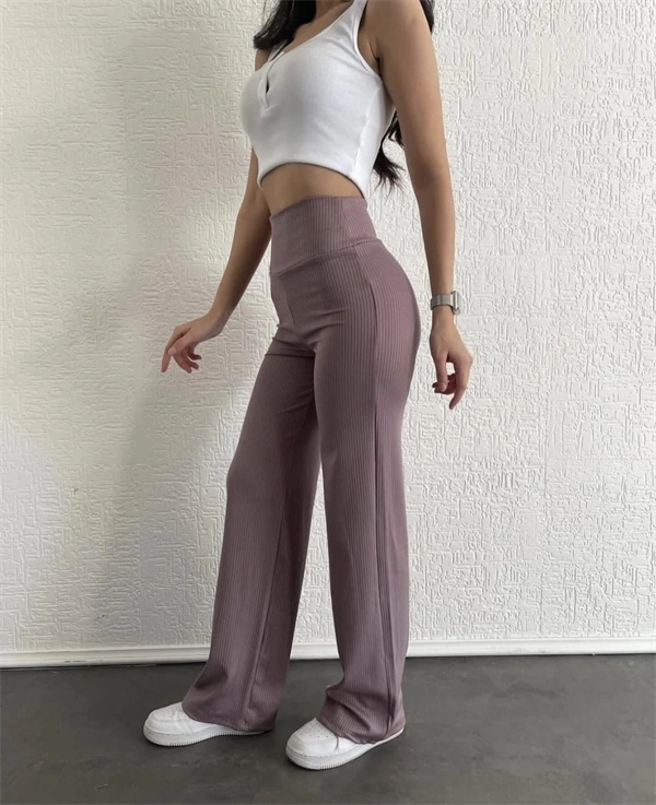 Fitilli Palazzo Pantolon Sütlükahve