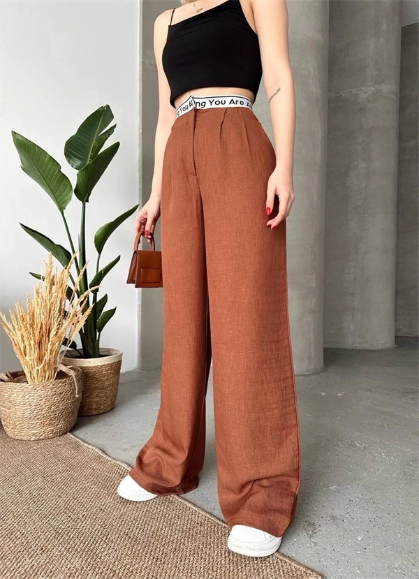 Flamlı kahve pantolon