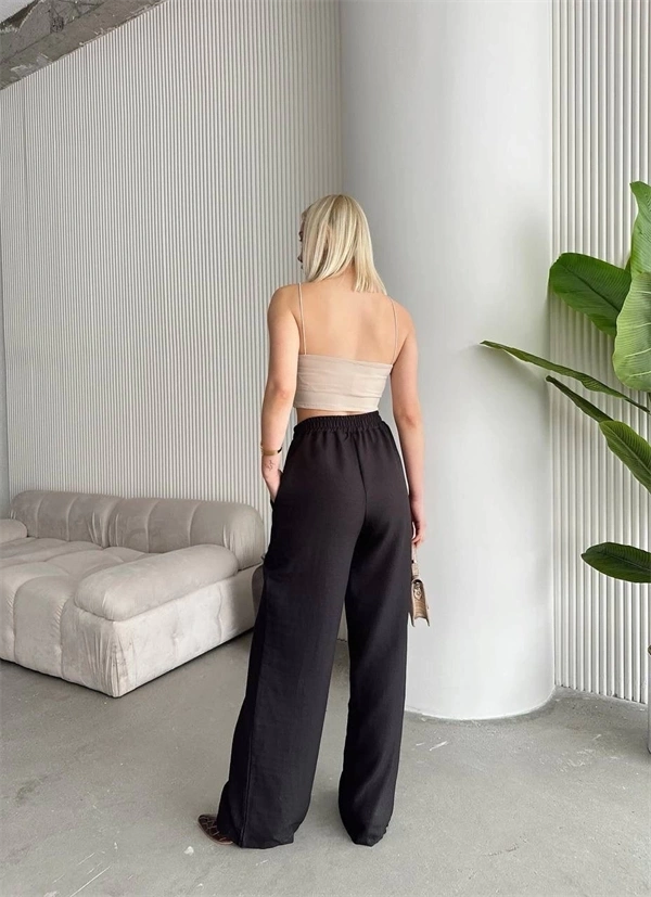 Flamlı kahve pantolon