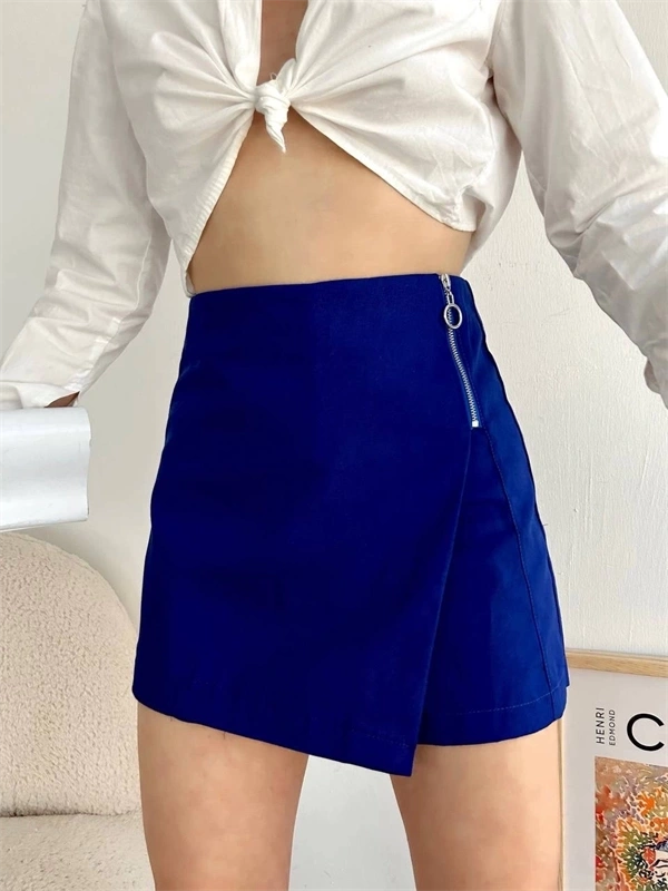 Gabardin fermuarlı şort etek S24906