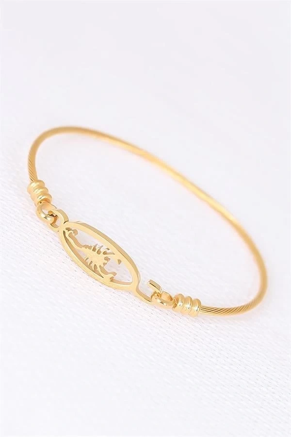 Gold Çelik Akrepli Erkek Kelepçe Bileklik