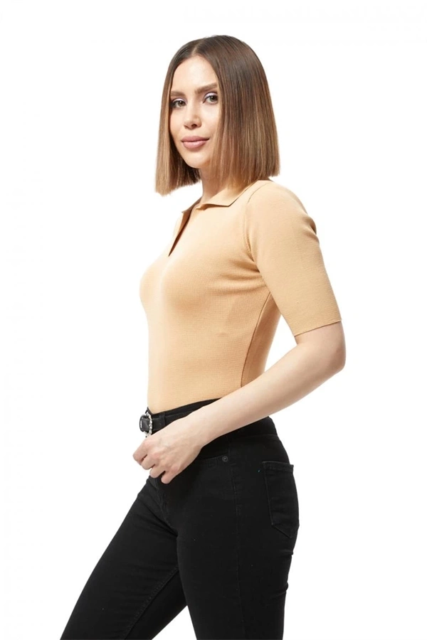 Gömlek yaka yazlık triko bluz