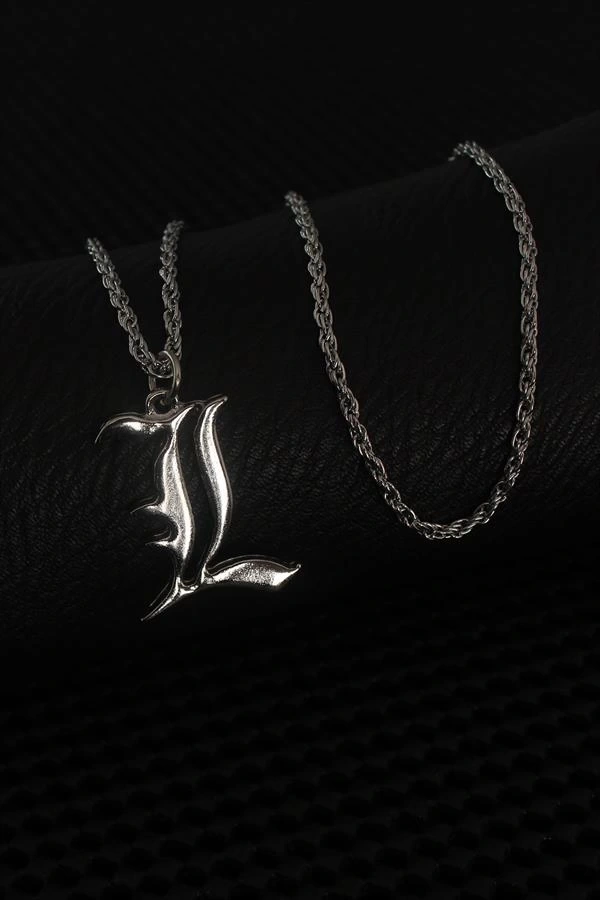 Gümüş Renk L Harf Erkek Kolye