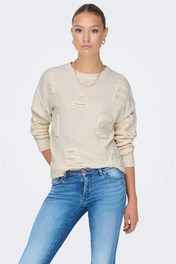 Harf Örgülü Örme Kazak