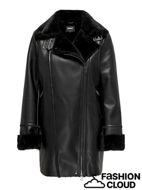 İçi Polarlı Deri Görünümlü Kadın Parka