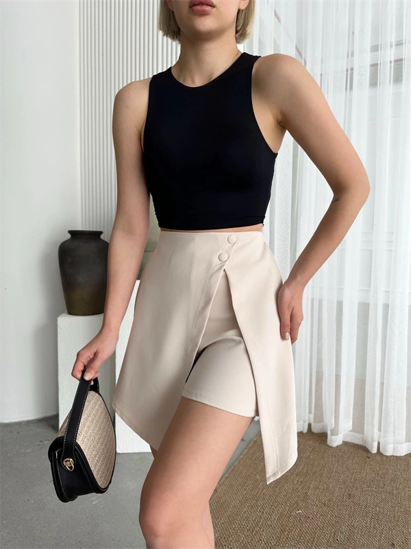 İki düğmeli şort etek S24046