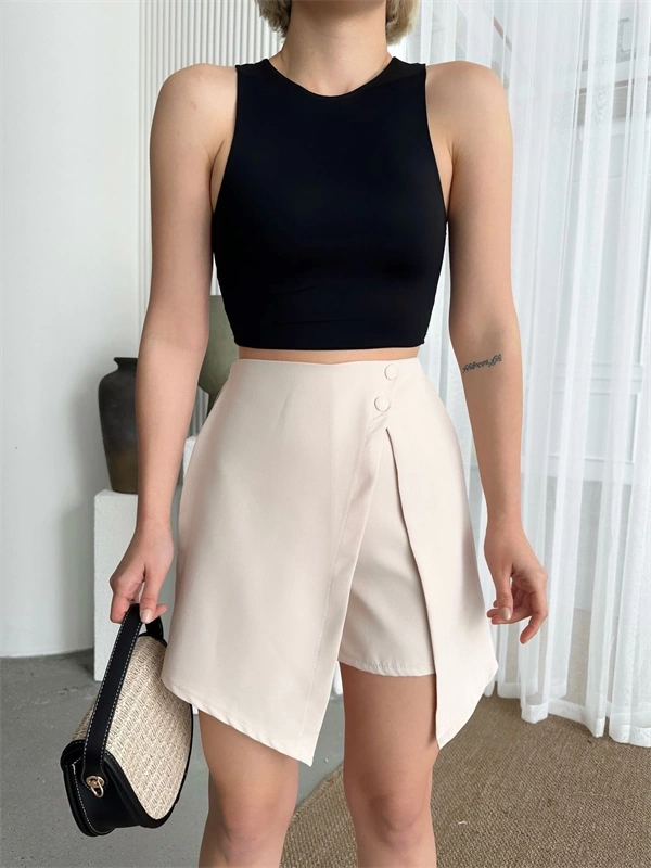 İki düğmeli şort etek S24046