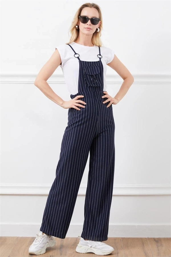 İp askılı beli lastikli tulum