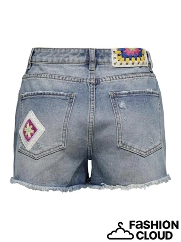 İşlemeli Denim Kadın Şort