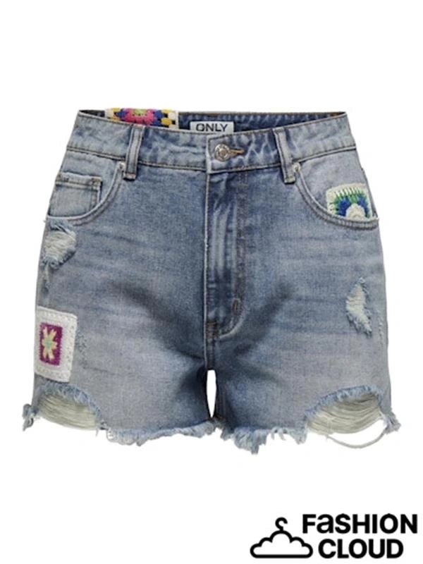 İşlemeli Denim Kadın Şort