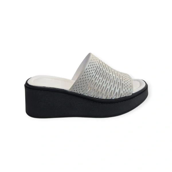 K1471130 Yüksek Taban Yaldızlı Kadın Terlik Beyaz