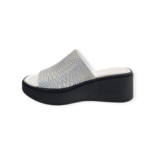 K1471130 Yüksek Taban Yaldızlı Kadın Terlik Beyaz