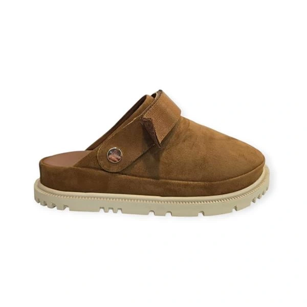 K15503 Cırt Cırtlı Ayarlanabilir Kadın Sandalet Terlik Vizon