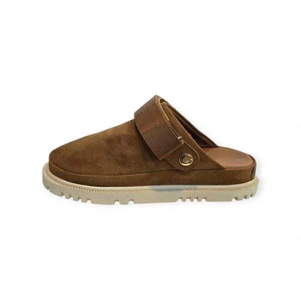 K15503 Cırt Cırtlı Ayarlanabilir Kadın Sandalet Terlik Vizon