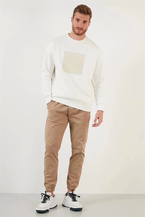 Kabartma Baskılı Oversıze Erkek Sweatshırt