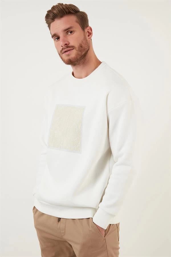 Kabartma Baskılı Oversıze Erkek Sweatshırt
