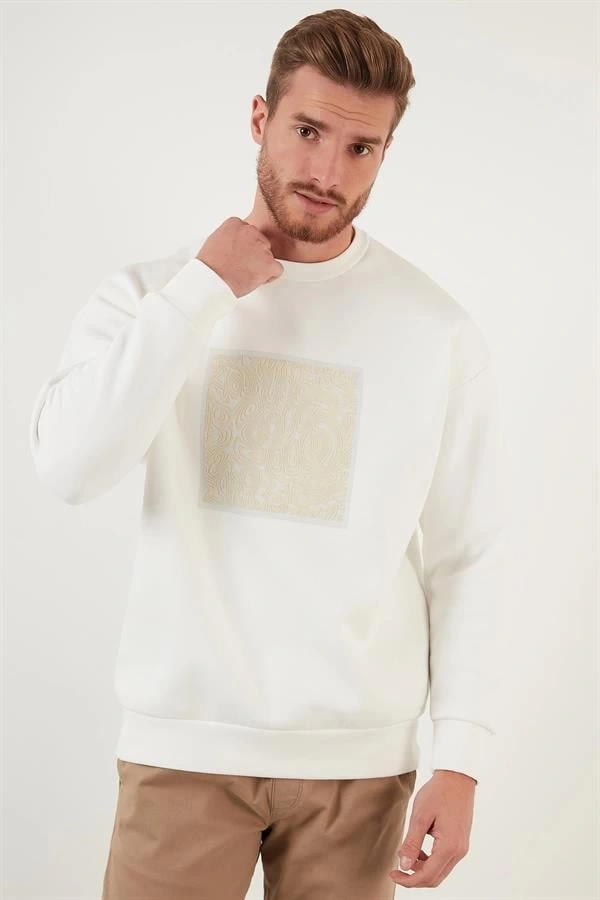 Kabartma Baskılı Oversıze Erkek Sweatshırt
