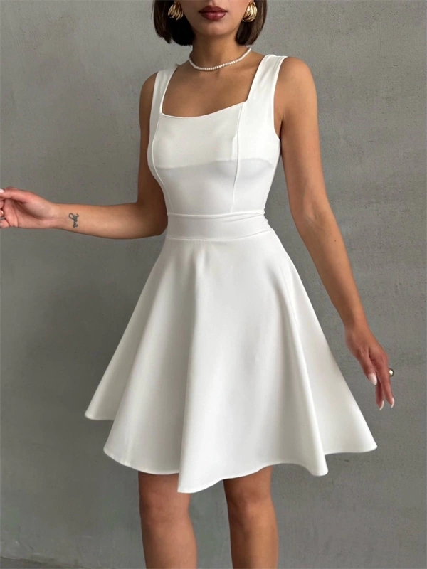 Kadın kare yaka kısa elbise s251188