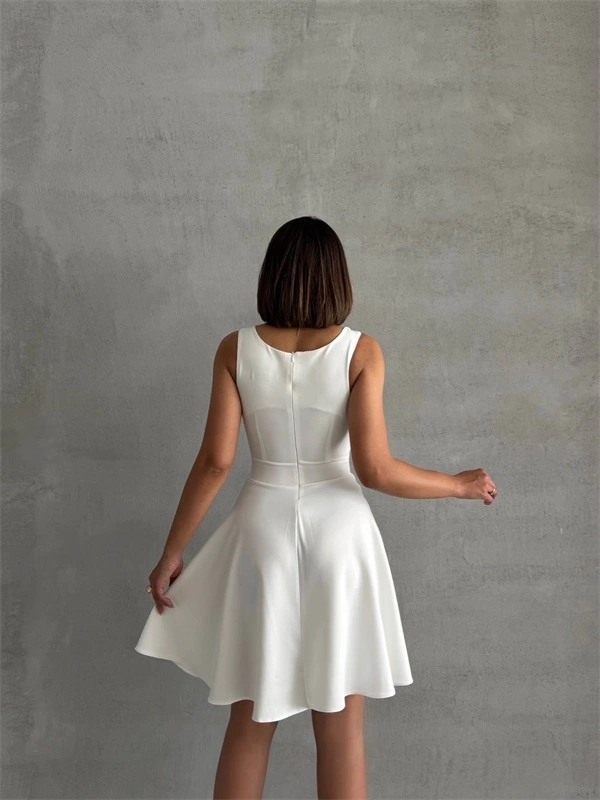 Kadın kare yaka kısa elbise s251188