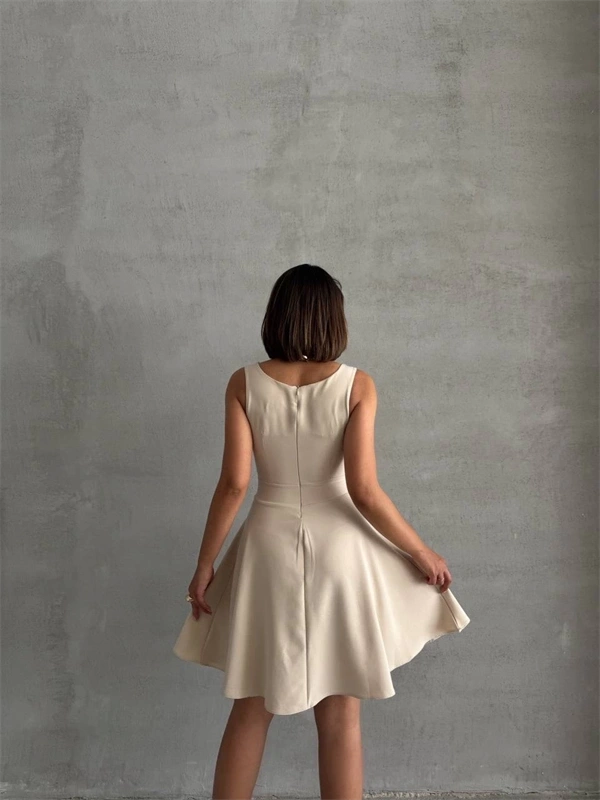 Kadın kare yaka kısa elbise s251188