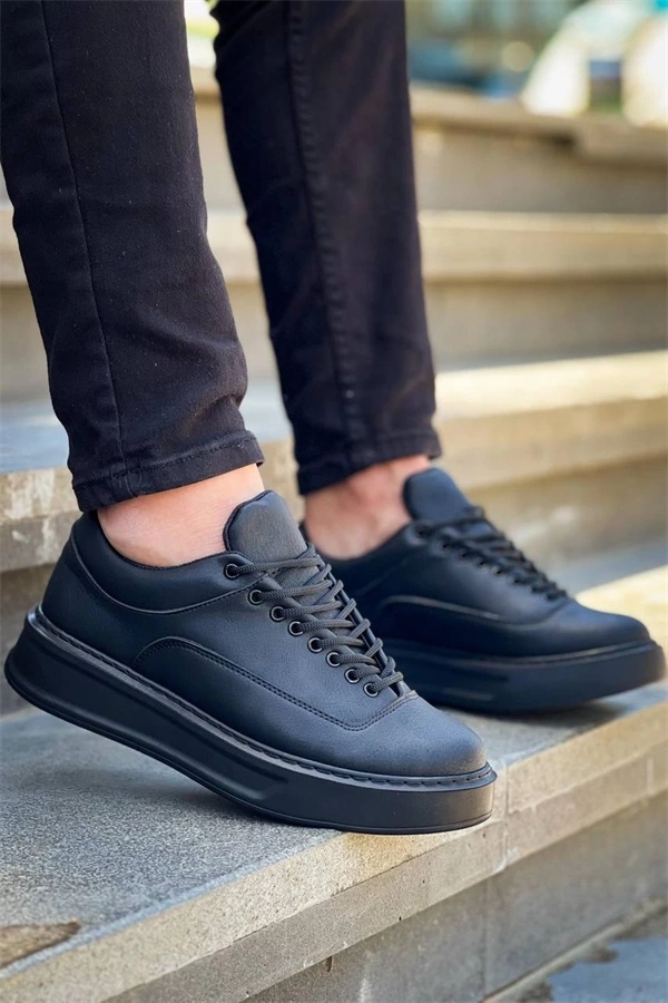 Kb-005 Kuback Siyah Cilt Siyah Taban  Bağcıklı  Günlük Erkek  Ayakkabı