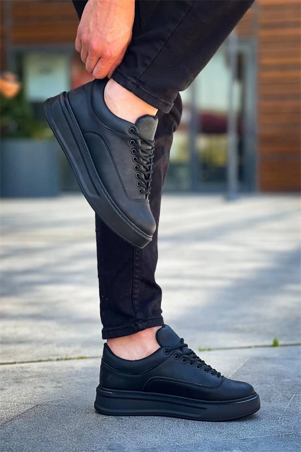 Kb-005 Kuback Siyah Cilt Siyah Taban  Bağcıklı  Günlük Erkek  Ayakkabı