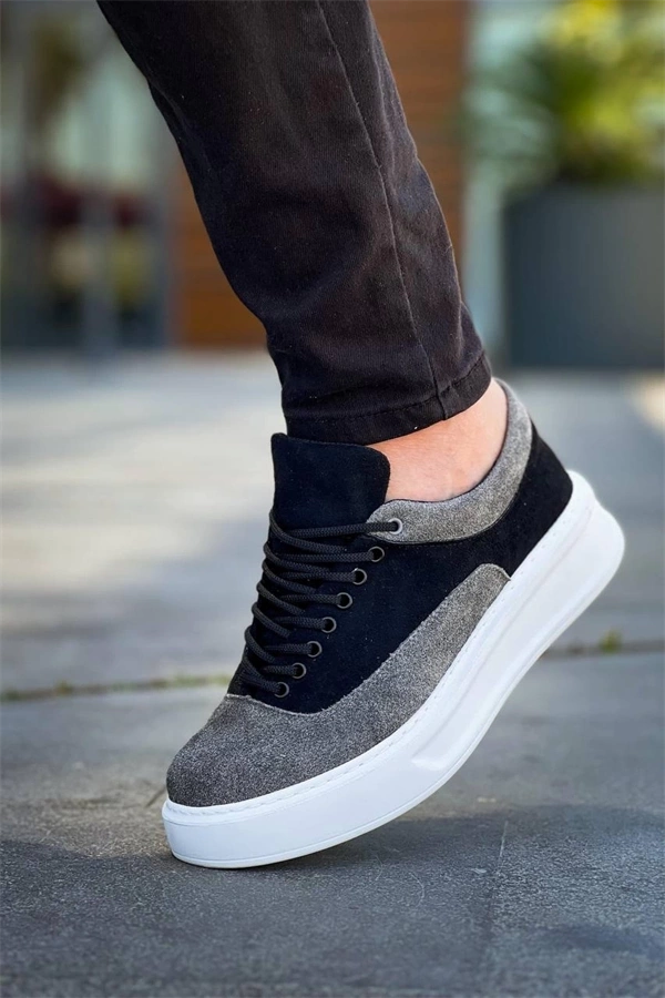 Kb-005 Kuback Siyah Gri Süet Bağcıklı  Günlük Erkek  Ayakkabı