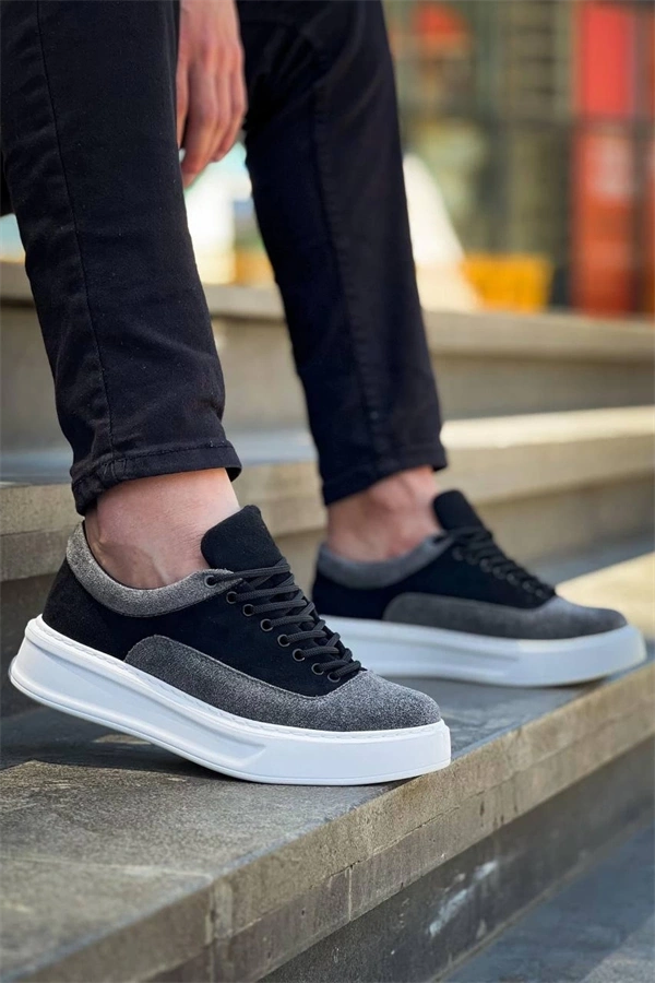 Kb-005 Kuback Siyah Gri Süet Bağcıklı  Günlük Erkek  Ayakkabı